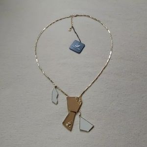 Signed Daniel Swarovski Crystal Enamel Gold Chain Necklace Art Deco 893026